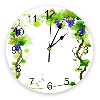 Druivenplant Landbouw Groene Rand Настенные Часы Для Спальни Большие Современные Кухонные Обеденные Круглые Настенные Часы Часы Для Гостиной Домашний Декор
