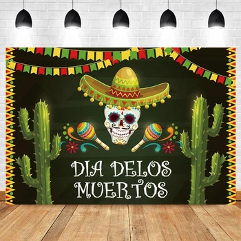 День Мертвых Фон Мексиканский Сахарный Череп Фон Для Фотосъемки Dia DE Los Muertos Dress-up Party Fiesta Баннер Украшение