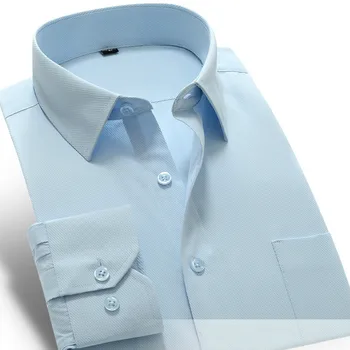 Качественные мужские повседневные рубашки с длинным рукавом стандартной посадки, официальные деловые пуговицы, Простой базовый дизайн, офисные топы, рубашки