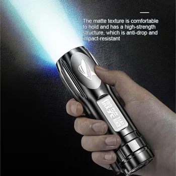 Мини-фонарик, мощный светодиодный фонарик, USB-перезаряжаемая лампа-вспышка с фиксированным фокусом, портативный походный водонепроницаемый фонарик дальнего действия