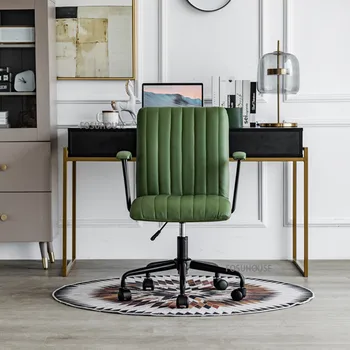 Офисное кресло из искусственной кожи в скандинавском стиле для офисной мебели в минималистичном стиле для дома, спальни, игровых стульев, спинки, подлокотников, компьютерного кресла