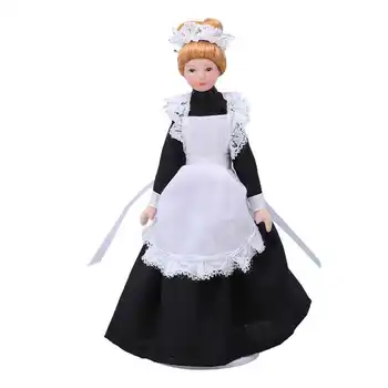 Миниатюрная викторианская кукла-горничная Мини-керамическая модель куклы с высокой имитацией, подвижная для кукольного домика от 3 лет и старше