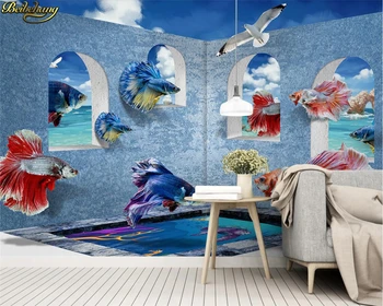 обои beibehang домашний декор фотообои на заказ фреска современные 3d средиземноморские обои с гуппи papel de parede