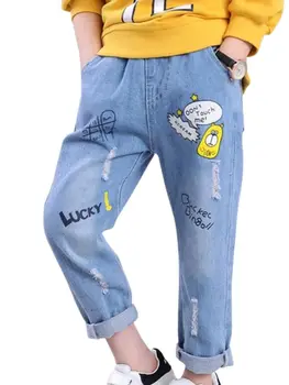 Джинсовые брюки для мальчиков Повседневные модные детские весенние ковбойские брюки Хлопковые Осенние детские костюмы для мальчиков Корейская версия