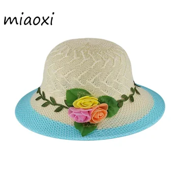 miaoxi New Fashion Girls Sun Hat Повседневная Цветочная шляпа из полиэстера для девочек, детская шапочка с вентиляцией, высококачественные колпачки