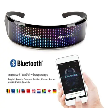 Управление приложением Bluetooth привлекательные светодиодные очки для рекламы очаровательные очки со светодиодным дисплеем с прокруткой для dj music party concert
