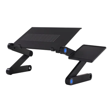 Регулируемый на 360 градусов алюминиевый сплав, Эргономичное охлаждение, Практичный стол с ковриком для мыши, Удобная подставка для ноутбука, складной портативный Черный