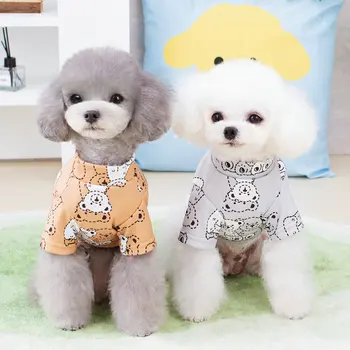 Рубашка для щенка, Весенне-летний Пуловер с рисунком кота, милая дизайнерская одежда для домашних животных, милая пижама для маленькой собачки, Померанский Йоркширский шпиц