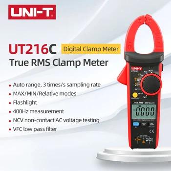 UNI-T UT216C UT216A Цифровой Клещевой Измеритель Переменного Постоянного Тока Среднеквадратичная Частота Емкость Температура и NCV Тестер Мультиметр