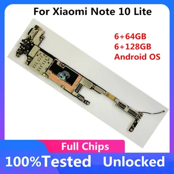 64GB 128GB Для Xiaomi Mi Note10Lite Note 10 Lite Оригинальная Разблокированная Материнская Плата 6GB С Полным Чипом Android OS LogicBoard Circuits Card