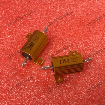 RX24-10W 8.2R 8.2RJ Power Металлический корпус Золотой Алюминиевый Корпус Проволочный Резистор 10 Вт 8.2 Ом 5% Автомобильные Светодиодные лампы резисторы