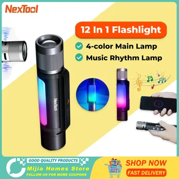 Фонарик NexTool 12 В 1 мощностью 900 лм с динамиком и подсветкой Rhythm Light, 4 цвета, перезаряжаемый фонарик для кемпинга на открытом воздухе