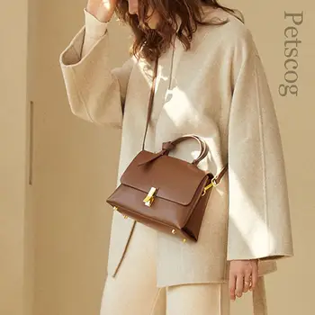 Роскошные дизайнерские сумки через плечо, женская сумка-тоут с квадратной верхней ручкой и клапаном из натуральной кожи 2023 года, модные женские сумки