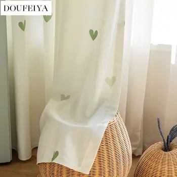 Штора Faouya в корейском стиле fresh romantic green love для гостиной и спальни в скандинавском стиле ins