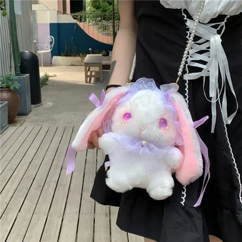 Женская милая сумка-мессенджер с кроликом Лолита в японском стиле JK, милая кукольная плюшевая сумка с сердечком для девочки