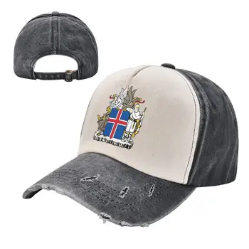 Эмблема Исландии, Цветовая блокировка, Потертая бейсболка, Шляпы для папы, Мужские И женские Винтажные Выстиранные Хлопковые шляпы для дальнобойщиков, Регулируемый Подарок