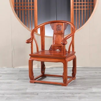Новое круглое кресло из массива дерева в китайском стиле в стиле ретро, кресло Великого мастера из трех частей, кресло для Императорского дворца, Официальная шляпа