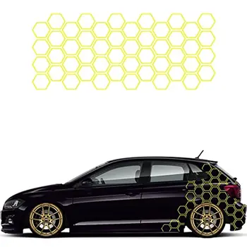 Виниловые наклейки на боковые двери автомобиля с шестигранным рисунком в виде пчелиных сот, наклейки для украшений, наклейка универсального размера, цветовая гамма автомобиля (желтый)