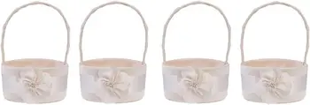 Упаковка из 4 корзинок для девочек-цветочниц для свадебной церемонии, бутон невесты, круглый дизайн