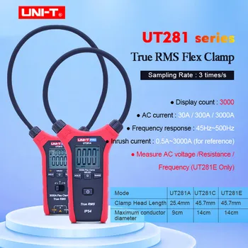 UNI-T UT281A/UT281C/UT281E True RMS Smart AC 3000A Гибкие Клещи Мультиметр Амперметр с подсветкой dsplay