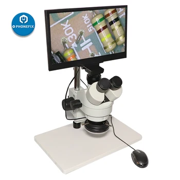 10X-150X Встроенный тринокулярный микроскоп, цифровой видеомикроскоп, 13,3-дюймовый HD ЖК-микроскоп для пайки, Лупа для ремонта телефона