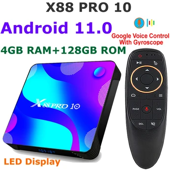 Android 11 Smart TV BOX X88 PRO 10 4 ГБ ОЗУ 128 ГБ ПЗУ телеприставка RK3318 четырехъядерный BT4.0 5G Двойной WIFI 4K HDR Медиаплеер Youtube
