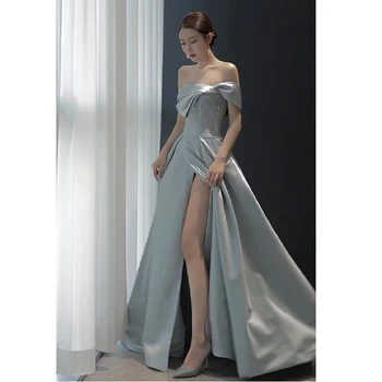 Женское вечернее платье из французского атласа с темпераментом, женское платье Aura Queen Princess, женское платье для похудения, длинная юбка, осень