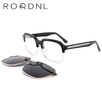Квадратные Мужские Женские солнцезащитные очки оптом, Поляризованные Ацетатные оптические солнцезащитные очки UV400, очки для близорукости с магнитным зажимом