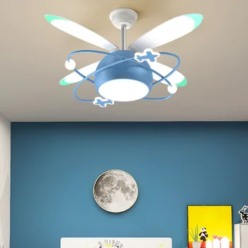 Скандинавский декор спальни, светодиодные светильники для комнаты, потолочный вентилятор, лампа для ресторана, столовая, потолочные вентиляторы с подсветкой, дистанционное управление
