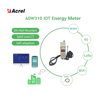 Acrel ADW310, Самоадаптирующаяся Din-рейка, однофазная беспроводная связь, измеритель мощности Интернета вещей, Wi-Fi Lorawan 4G