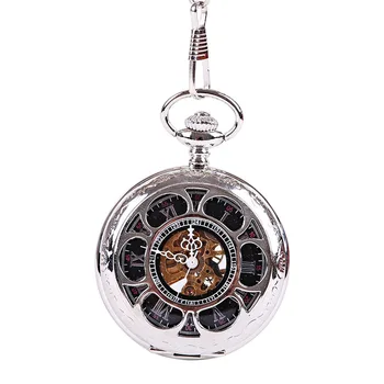 20 шт. /лот Винтажные серебряные карманные часы с полым цветком и откидной крышкой, мужские часы с римским циферблатом, подарочные часы с цепочкой