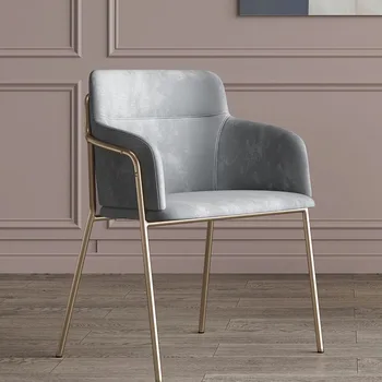 Итальянское легкое роскошное обеденное кресло для домашней спальни, постмодернистское фланелевое туалетное кресло серого цвета, изготовленные на заказ Гостиничные шезлонги, мебель для дома GY50DC