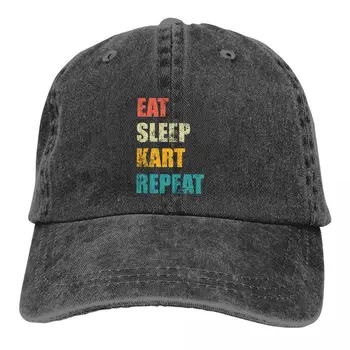 Чистый Цвет Папины Шляпы Eat Sleep Kart Repeat Женская Шляпа С Солнцезащитным Козырьком Бейсболки Meme Остроконечная Кепка