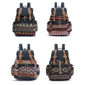 Школьный рюкзак в стиле ретро в богемном стиле 2023, высококачественный женский холщовый винтажный рюкзак, этнические рюкзаки