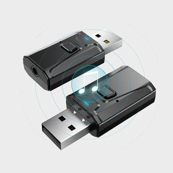 Адаптер для беспроводного приемника Mini USB Bluetooth 5.1 Музыкальные колонки 3,5 мм AUX Автомобильный стерео аудиоадаптер для автомобильного телевизора, наушников для ПК