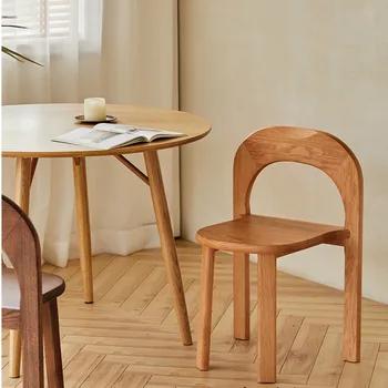 Современный Простой обеденный стул из массива дерева со спинкой Кухонная мебель для хранения Компьютерный стул с закругленными углами Офисные стулья