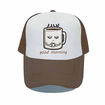 Смешной кофе печатных бейсболки Доброе утро для парня крышки сетки дышащая солнцезащитная кепка открытый snapback дальнобойщик шляпа MZ116
