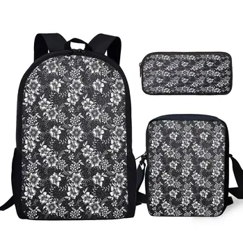 Серый Грязеустойчивый и прочный рюкзак с цветочным принтом YIKELUO, сумка-мессенджер на молнии, студенческий пенал, повседневный рюкзак