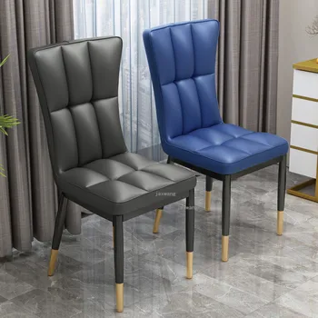 Современные кожаные обеденные стулья Модный стул с высокой спинкой Nordic Home Гостиная Стул для отдыха Кухонная мебель стол и стул