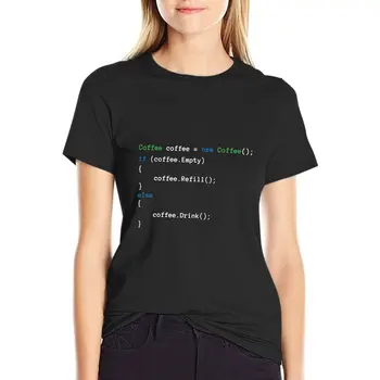 Футболка Coffee code, футболка с аниме, женские летние блузки 2023