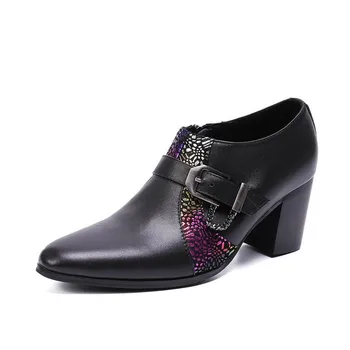 2021 г., Новые Мужские модельные туфли на высоком каблуке, мужские официальные деловые туфли ручной работы, Оксфорды, Свадебные туфли с острым носком.