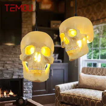 Подвесной светильник TEMOU Nordic с креативным абажуром в виде Черепа, Декоративные светодиодные Подвесные светильники современного дизайна для домашнего освещения