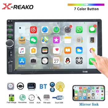 X-REAKO Авторадио 2Din 7-дюймовый Автомобильный Радиоприемник С Сенсорным экраном Mirror Link Стерео Автомобильный плеер FM-радио Bluetooth Стерео Авто USB TF 7018B