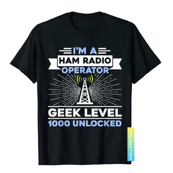 Geek Level 1000 Unlocked Забавная Футболка Для Радиолюбителей, Специальная Мужская Футболка, Хлопковые Топы, Рубашка Для вечеринки