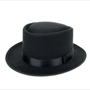 WZCX Однотонная мужская джазовая шляпа с широкими полями, Шерстяная ткань, высокий верх, Весна-осень, Винтажный уличный цилиндр, фетровая кепка