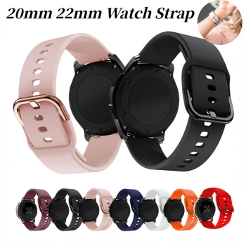 20мм 22мм Силиконовый ремешок для Samsung Galaxy Watch 4/3/Huawei watch 3/GT2/Amazfit Bip/GTR Браслет Ремень для активного 2 диапазона