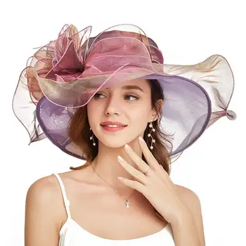 Женская солнцезащитная шляпа с педальным краем, плоская кепка с цветочным декором, винтажные женские пляжные головные уборы