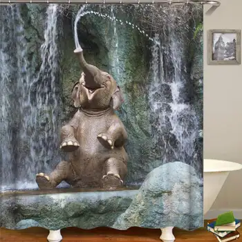 4 шт./компл. Набор для ванной комнаты с 3D принтом животного Слона, занавески для душа, Тканевая занавеска, коврик для ванной, Кухонный туалет сзади