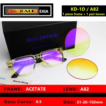 Солнцезащитные очки в ацетатной оправе EXIA KD 1 Зеркальные линзы Цвет вспышки UV400 CR39 Светлый Цвет смолы Плоский