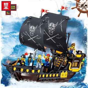 Черный жемчуг Пиратский корабль Призрак Скелет Дракона Парусная лодка Парусник Barracuda Bay Строительный блок Игрушка